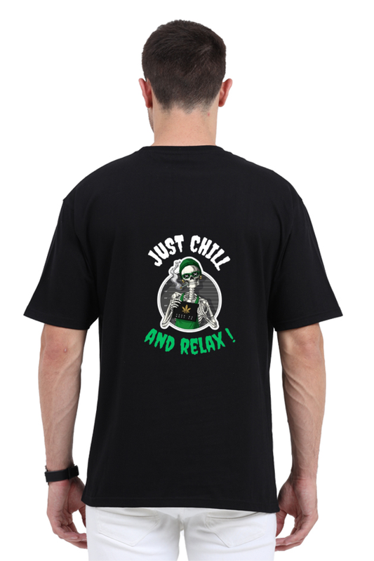 Acid Wash Black Glow in the Dark Edition- Just Chill & Relax Oversized T-Shirt