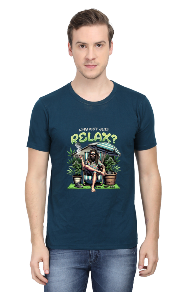 Blue T-Shirt of Why Not Just Relax